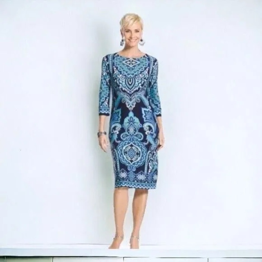 Chicos paisley print midi dress. Size 1 med